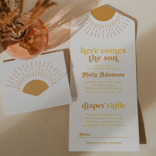 Hier kommt die Son Boy Baby Dusche Einladung (Von Creator hochgeladen)