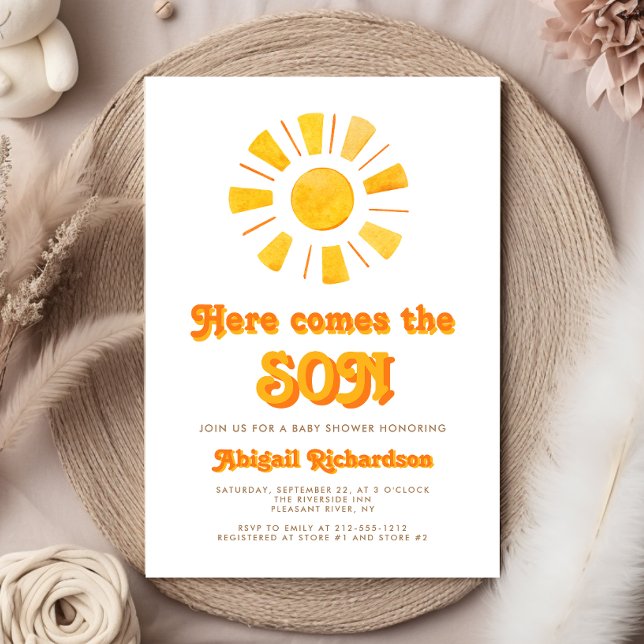 Hier kommt die Son Boy Baby Dusche Einladung (Von Creator hochgeladen)