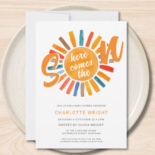 Hier kommt die Son Boy Baby Dusche Einladung