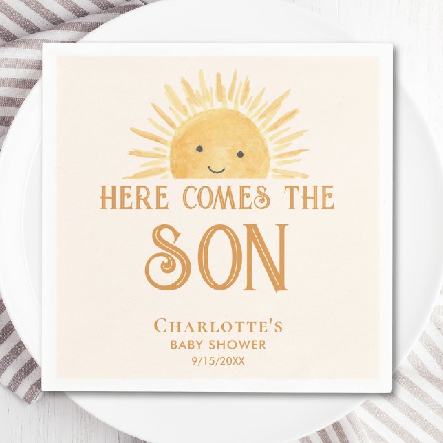 Hier kommt die Son Boy Baby Dusche Serviette (Von Creator hochgeladen)