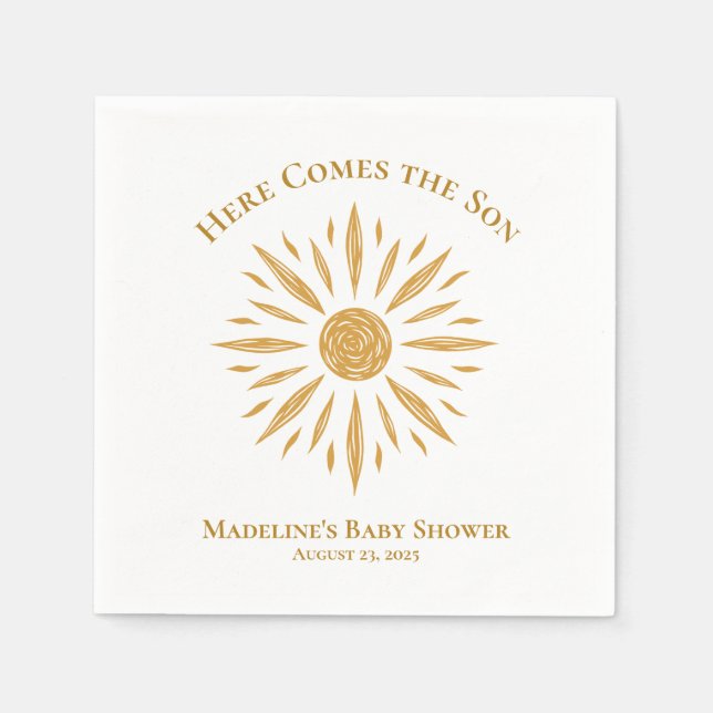 Hier kommt die Son Custom Baby Dusche Napkin Serviette (Vorderseite)
