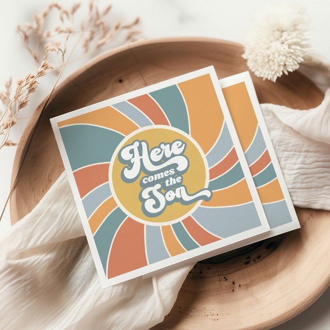 Hier kommt die Son Groovy Retro Sun Baby Dusche Serviette (Von Creator hochgeladen)