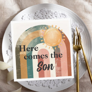 Hier kommt die Son Masculine Rainbow Baby Dusche Serviette