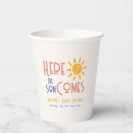 Hier kommt die Son Minimal Retro Sun Baby Dusche Pappbecher