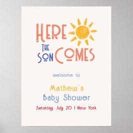 Hier kommt die Son Niedlich Retro Baby Dusche Will Poster