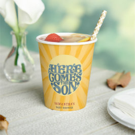 Hier kommt die Son Retro Baby Dusche Pappbecher