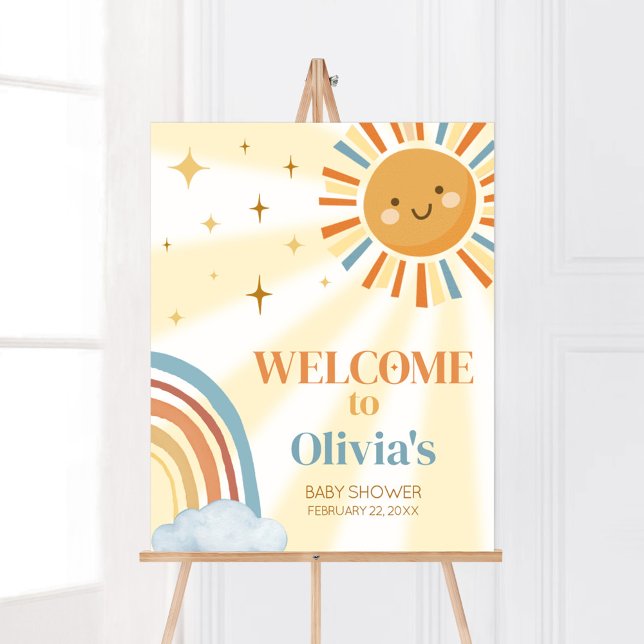Hier kommt die Son Retro Baby Dusche Willkommen Poster (Retro Here Comes the Son Baby Shower Welcome Sign)