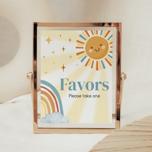 Hier kommt die Son Retro Baby Duwer Favors Poster (Retro Here Comes the Son Baby Shower Favors Sign)