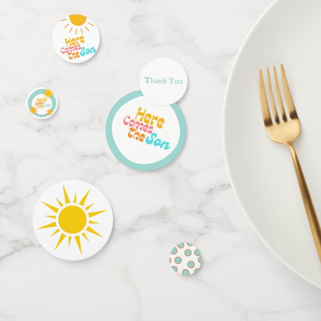 Hier kommt die Son Retro Babydusche Konfetti (Gruppe)