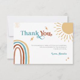 Hier kommt die Son Retro Boho Boy Baby Dusche Dankeskarte