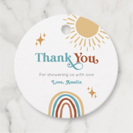 Hier kommt die Son Retro Boho Boy Baby Dusche Geschenkanhänger