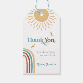 Hier kommt die Son Retro Boho Boy Baby Dusche Geschenkanhänger