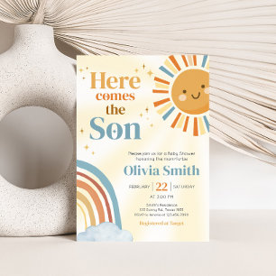 Hier kommt die Son Retro Sunshine Baby Dusche Einladung