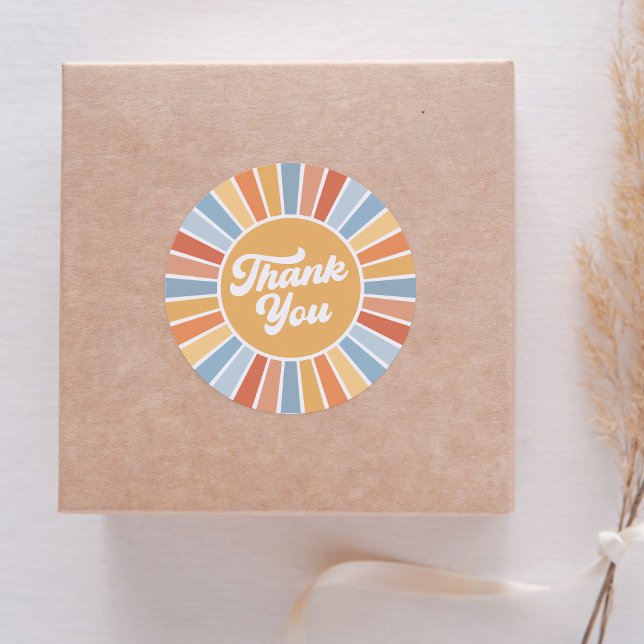 Hier kommt die Son Retro Sunshine Boy Baby Dusche Runder Aufkleber (Von Creator hochgeladen)