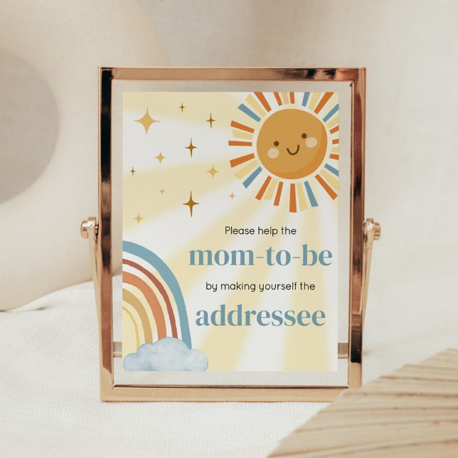 Hier kommt die Son Retro Sunshine Envelope Station Poster (Retro Here Comes the Son Baby Shower Envelope Station Sign)
