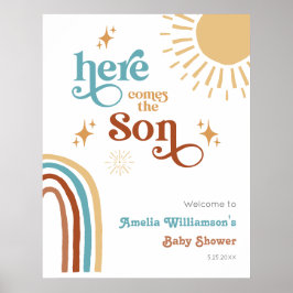 Hier kommt die Son Sunshine Boy Baby Dusche Poster