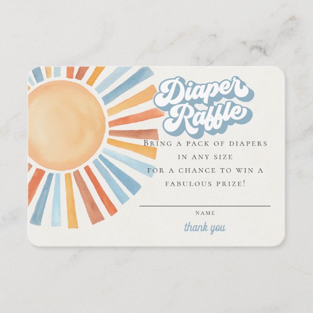 Hier kommt die Son Sunshine Boy Diaper Raffle Card Begleitkarte (Vorderseite)