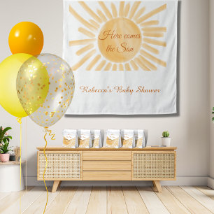 Hier kommt die Son Sunshine Yellow Ray Baby Dusche Wandteppich