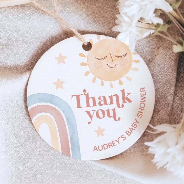 Hier kommt die Son Watercolor Boho Babydusche Geschenkanhänger (Here Comes the Son Watercolor Boho Baby Shower Favor Hang Tags)