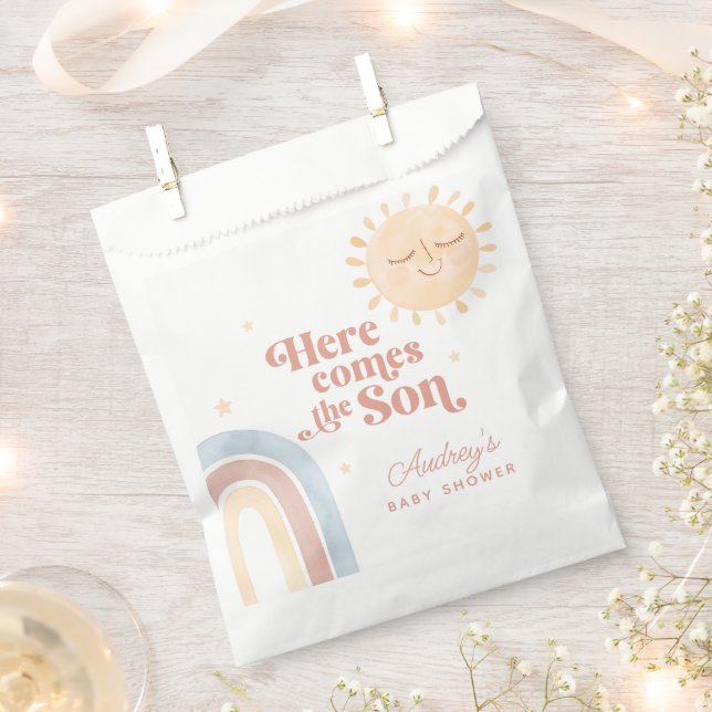 Hier kommt die Son Watercolor Boho Babydusche Geschenktütchen (Ausgeschnitten)