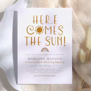 Hier kommt die Sonne   Boho Rainbow Baby Shower Einladung