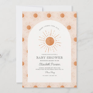 Hier kommt die Sonne Burnt Orange Sun Baby Dusche Einladung