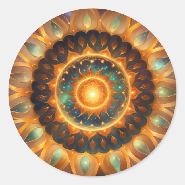 Hier kommt die Sonne Runder Aufkleber (Vorderseite)