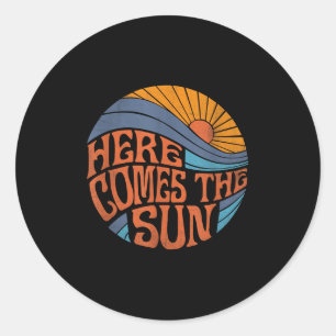 Hier Kommt Die Sonne Vintage Retro Sechziger Surf Runder Aufkleber