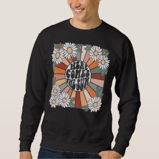 Hier kommt die Sonnenblume Vintage Blume Sommer Sweatshirt