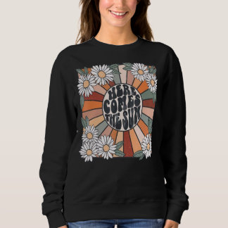 Hier kommt die Sonnenblume Vintage Blume Sommer Sweatshirt