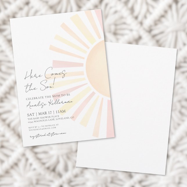 Hier kommt die Sonnendusche von Son Boho Einladung (Here Comes The Son Boho Sun Baby Shower Invitation)