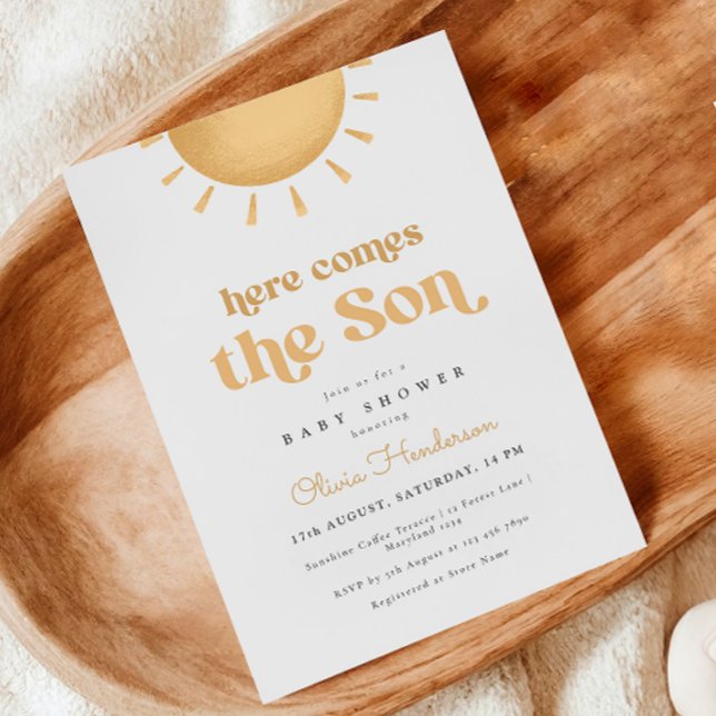 Hier kommt die sonnengelbe Babydusche. Einladung (Von Creator hochgeladen)