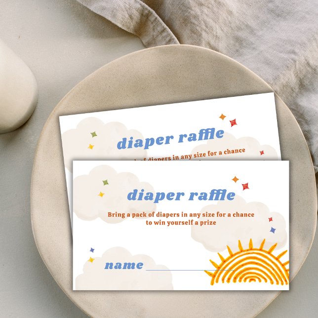 Hier kommt die Sonnenschein-Windeln-Raffle-Baby-Du Begleitkarte (Here Comes Sunshine Diaper Raffle Baby Shower Enclosure Card)