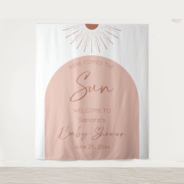 Hier kommt die Sun Baby Dusche Boho Wandteppich (Vorderseite)