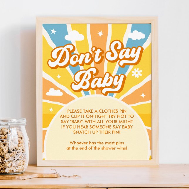 Hier kommt die Sun Baby Dusche Don't Say Baby Game Poster (Von Creator hochgeladen)