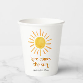 Hier kommt die Sun Boy Baby Dusche Pappbecher