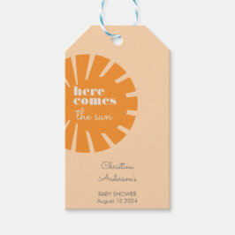 Hier kommt die Sun Retro Baby Dusche Geschenkanhänger