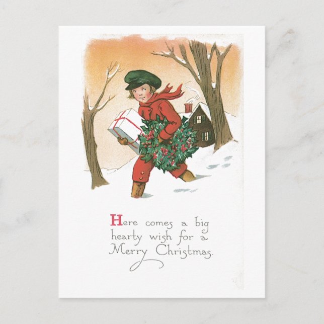 Hier kommt ein gesunder Wunsch Postkarte (Vorderseite)