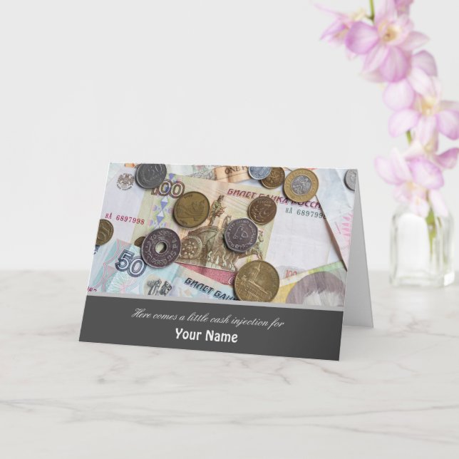 Hier kommt eine kleine Geldspritze Euro-Banknoten Karte (Orchidee)