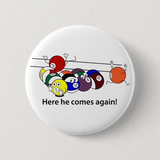 Hier kommt er Knopf Button (Vorderseite)