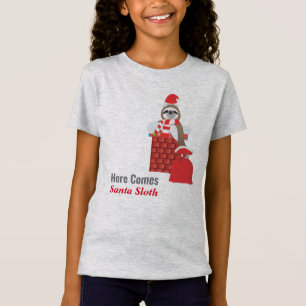 Hier kommt Santa Faultier im Kamin mit Geschenken T-Shirt