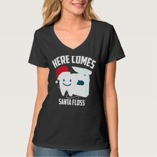Hier kommt Santa Floss Coole Kieferorthopäden X Ma T-Shirt