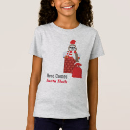 Hier kommt Santa Sloth in Chimney mit Geschenken T-Shirt