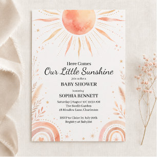 Hier kommt unser kleiner Sonnenschein Baby Shower Einladung