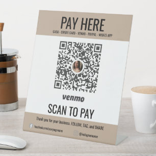 Hier können Sie den QR Code Venmo bezahlen Sockelschild
