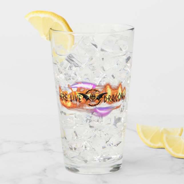Hier Live Dragons Shaker Glass Glas (Vorderseite Ice)