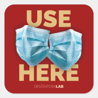 Hier Masken verwenden (dunkel) Quadratischer Aufkleber