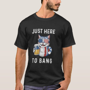 Hier nur, um die USA-Flagge zu schwenken, Katze tr T-Shirt