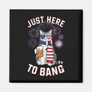 Hier nur um USA-Flagge-Bier-Katzenliebhaber am 4.  Magnet