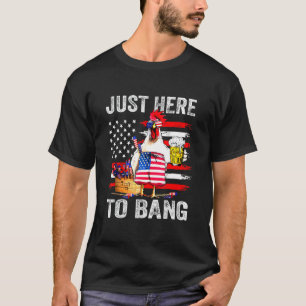 Hier nur Usa-Flagge-Huhn-Bier-Feuerwerk 4 T-Shirt